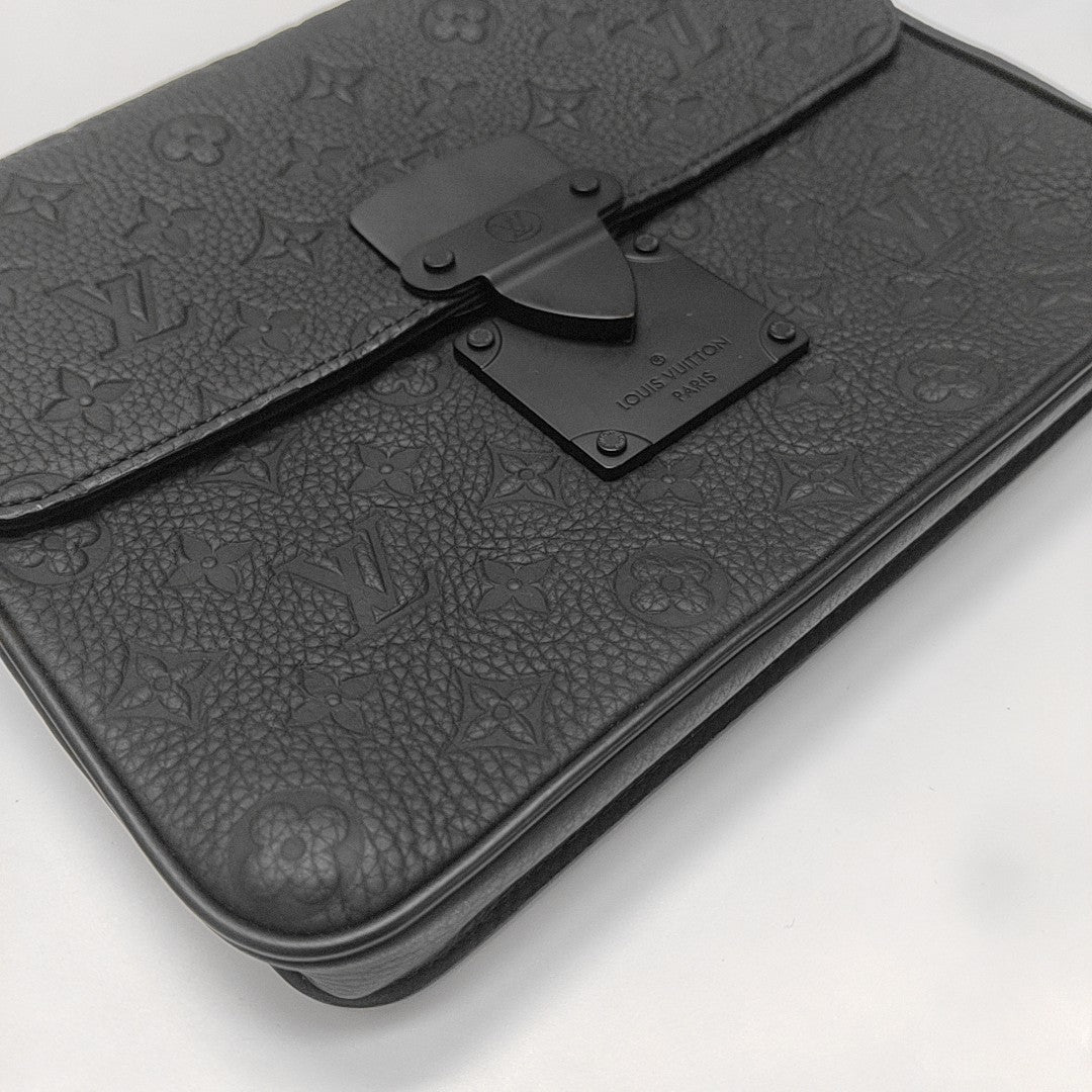 S LOCK Monogram Calfskin Black