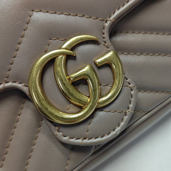 GG Marmont Mini Quilted Calfskin Beige