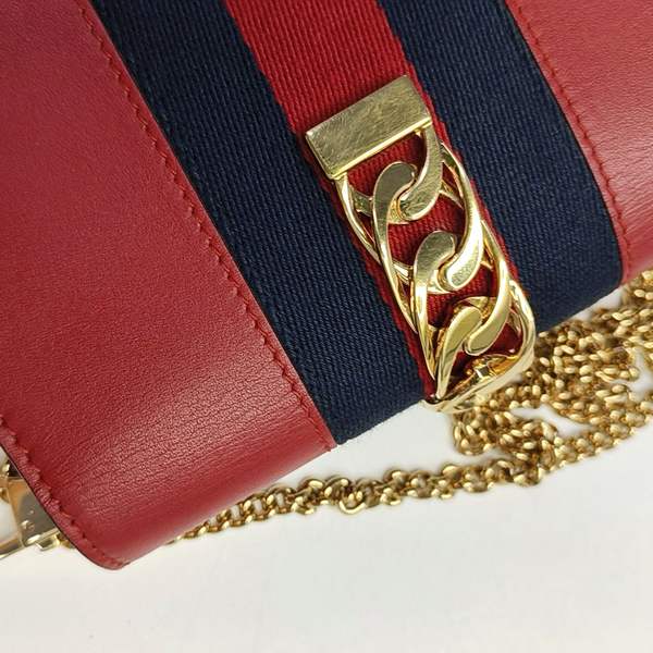 Authenticated pre-owned  Sylvie Super Mini Calfskin Red - Shoulder Bag at Looply