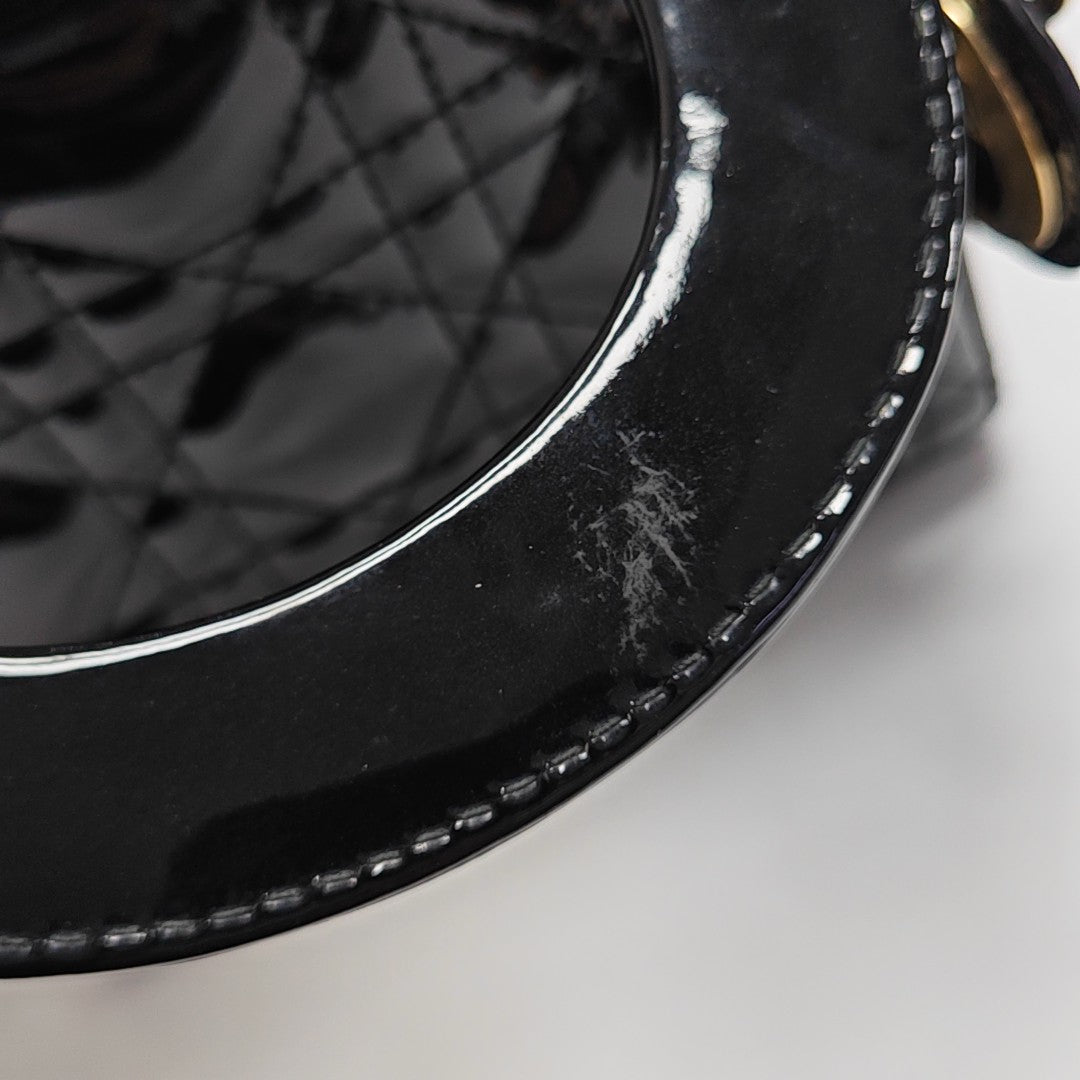 Lady Dior Mini Cannage Patent Leather Black