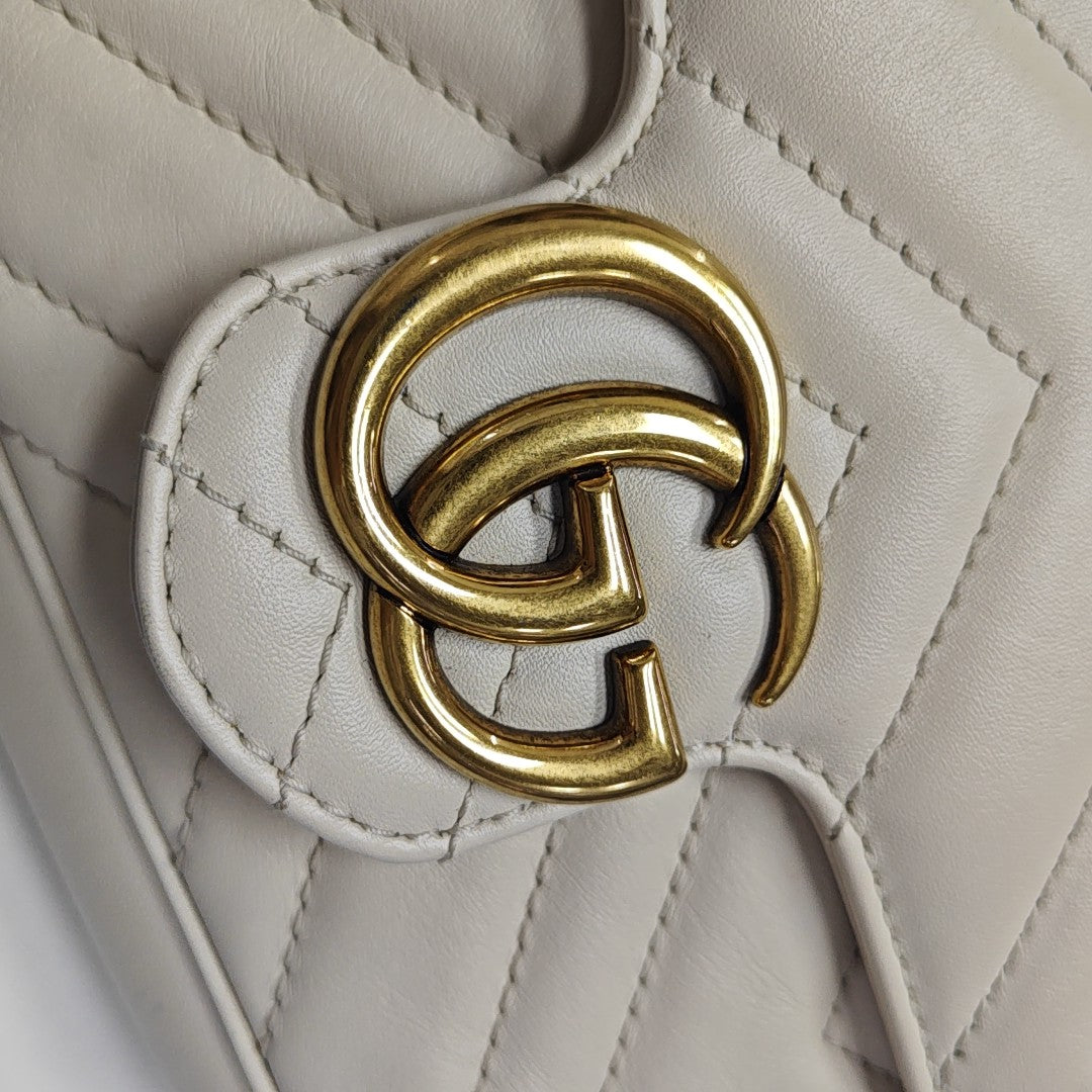 GG Marmont Mini Quilted Calfskin White