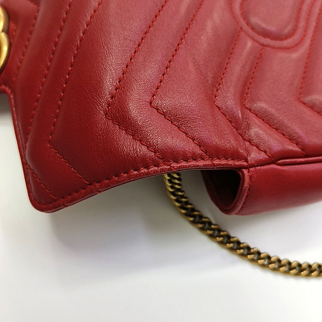 GG Marmont Mini Quilted Calfskin Red