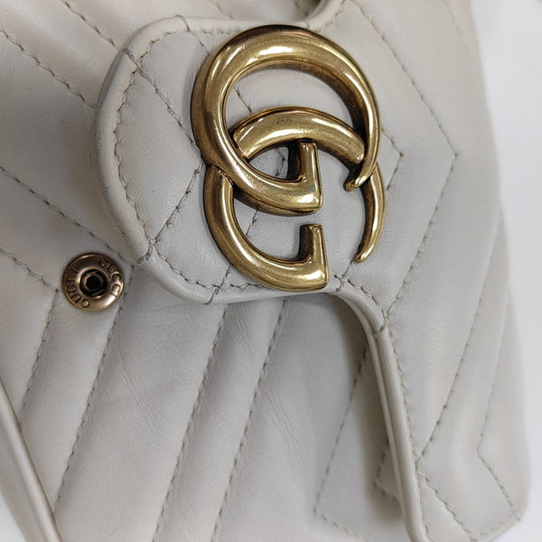 GG Marmont Mini Quilted Calfskin White