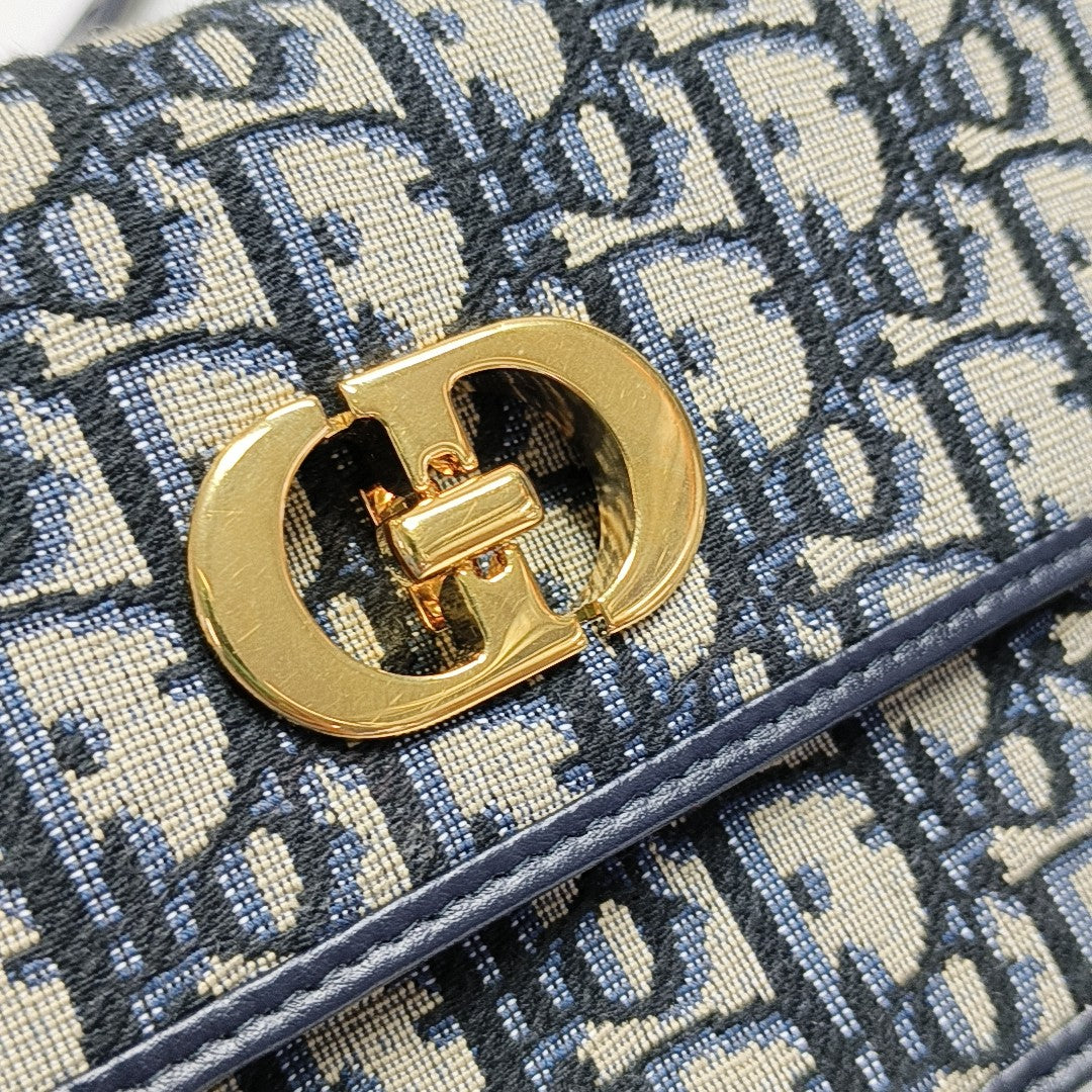 Miss Caro Mini Oblique Canvas Blue
