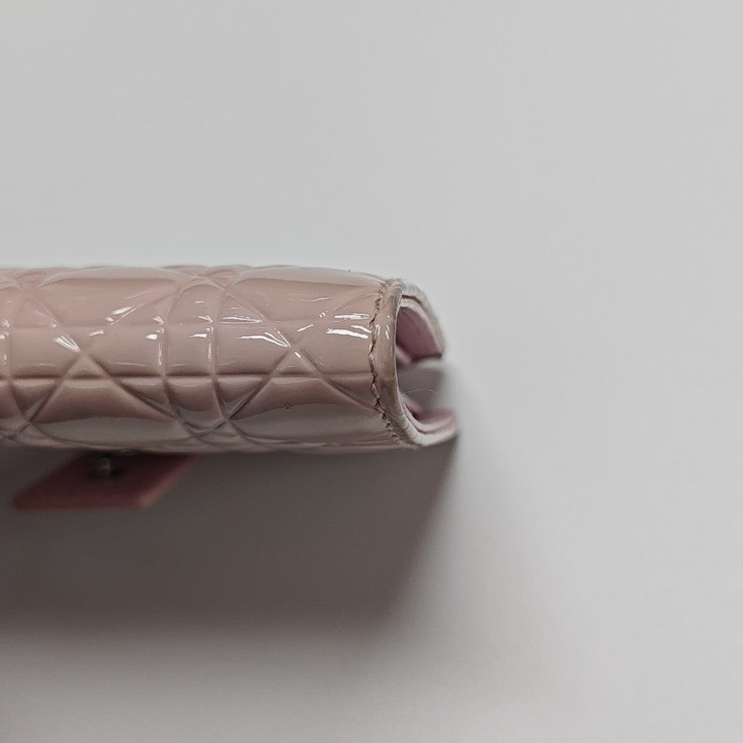Lady Dior Cannage Patent Leather Pink Wallet