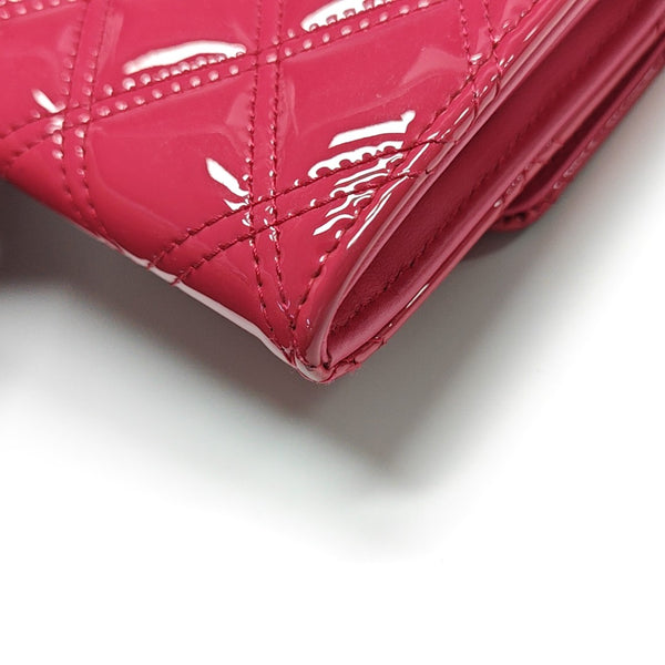 Quilted Patent Leather Wallet Pink