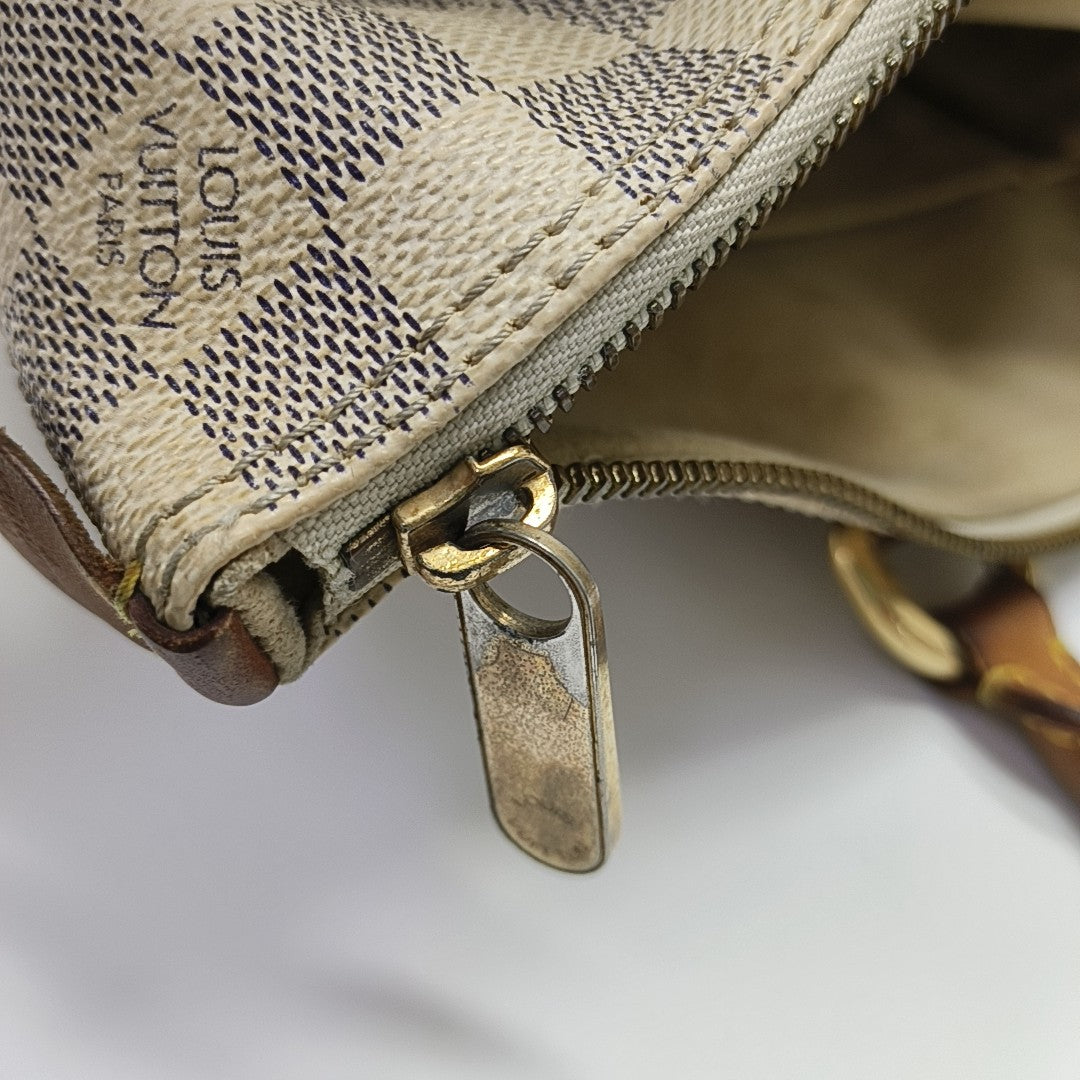 SALEYA PM Damier Azur Coated Canvas White