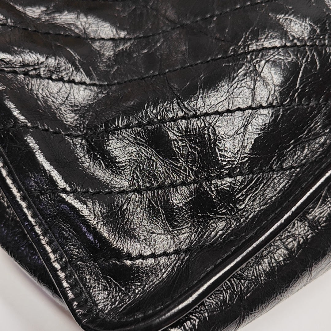 NIKI Large Chevron Calfskin Black