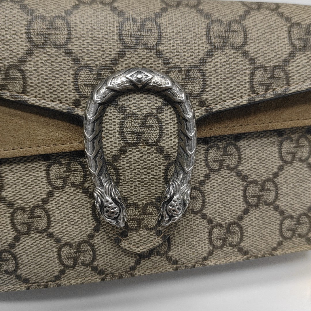Dionysus Super Mini Monogram Coated Canvas Beige