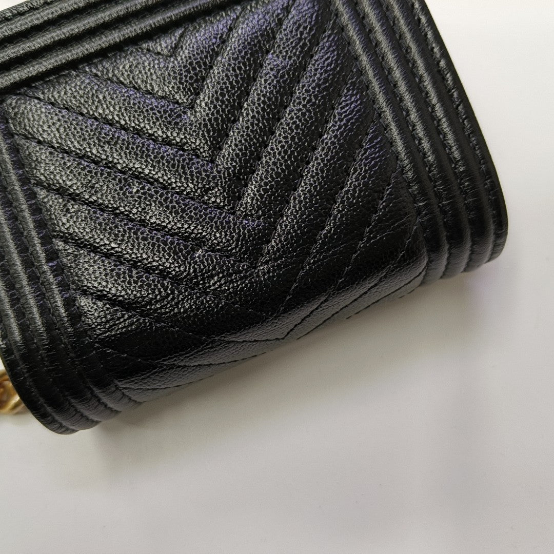 BOY CHANEL Chevron Grained Calfskin Black