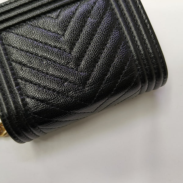 BOY CHANEL Chevron Grained Calfskin Black