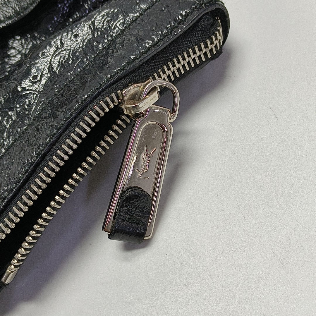 Patent Leather Top Handle Bag Black
