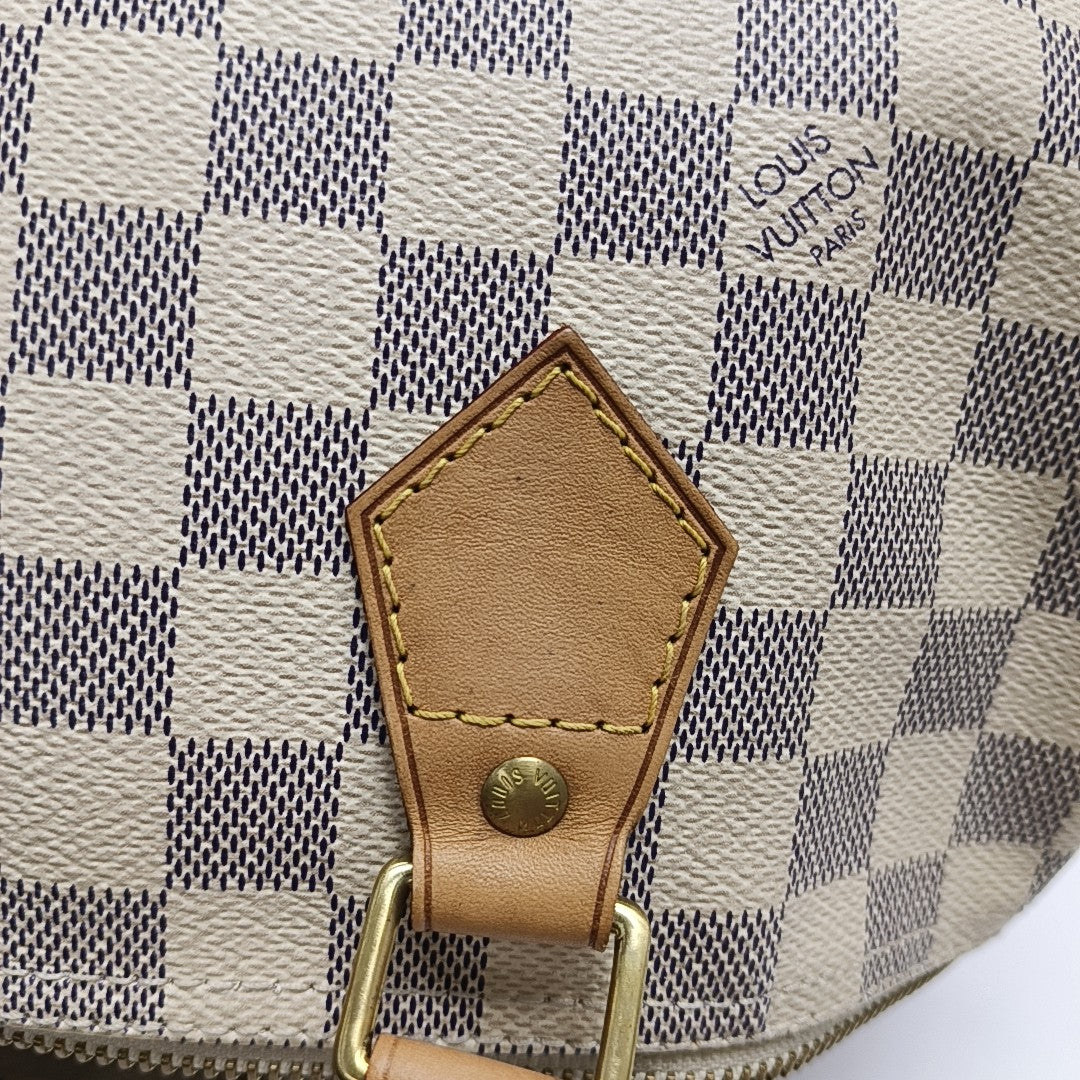 SPEEDY 30 Damier Azur Coated Canvas White