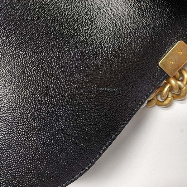 Authenticated pre-owned  BOY CHANEL Small Quilted Grained Calfskin Black - Shoulder Bag at Looply