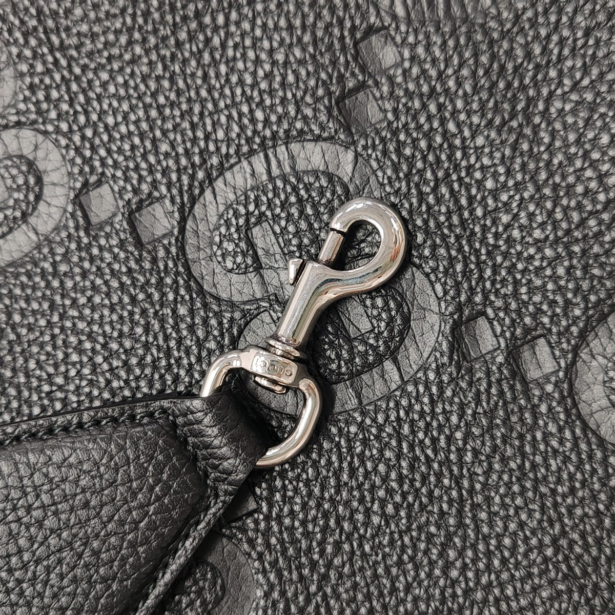 Monogram Leather Shoulder Bag Black