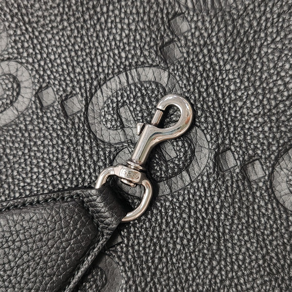 Monogram Leather Shoulder Bag Black