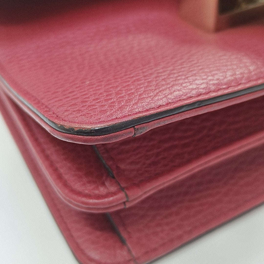 Interlocking G Small Calfskin Red