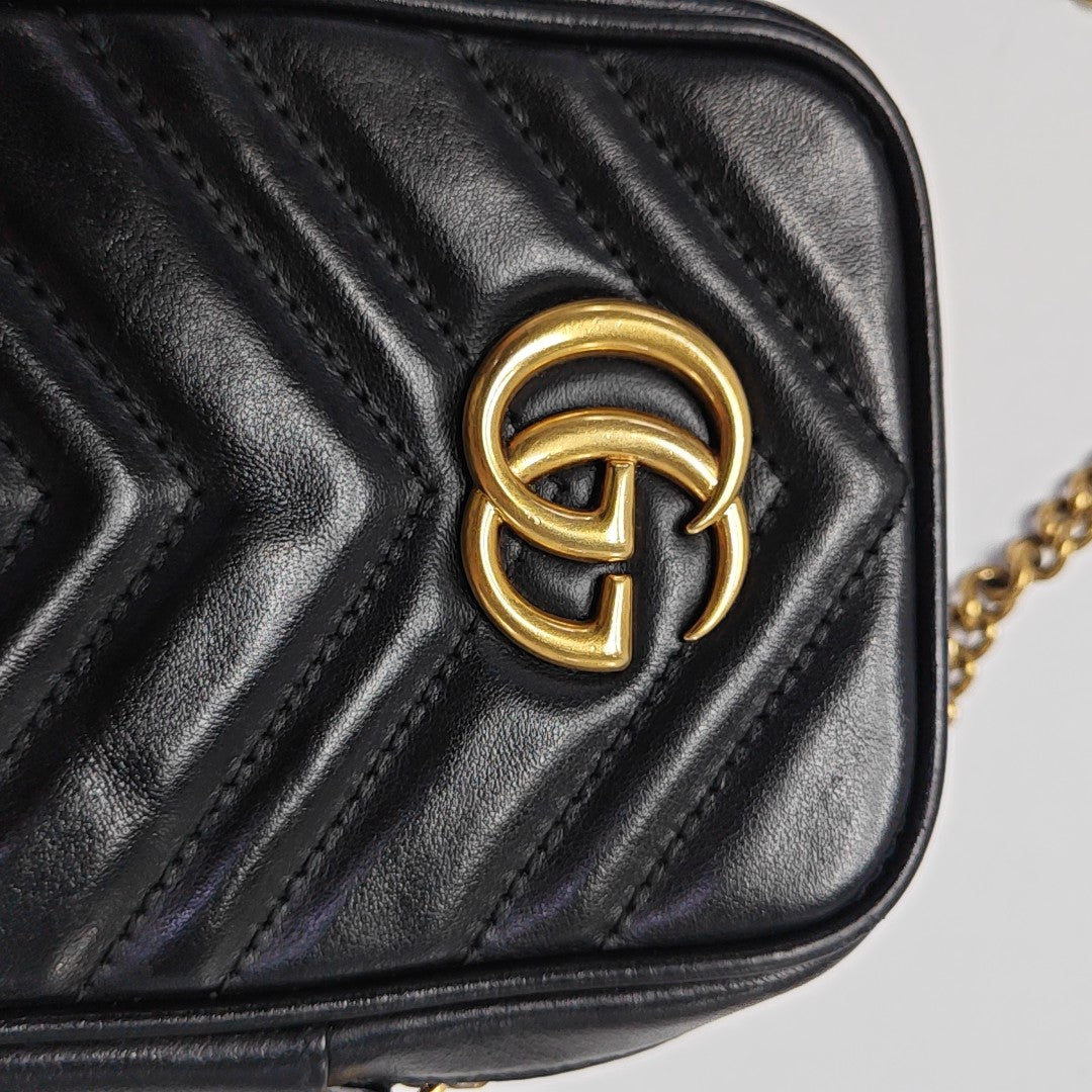 GG Marmont Mini Quilted Calfskin Black