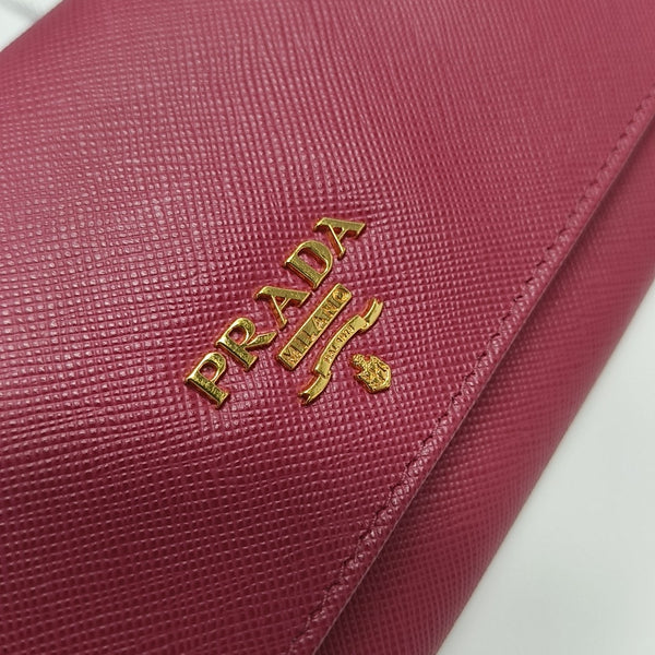 Fold Wallet Saffiano Calfskin Red Wallet