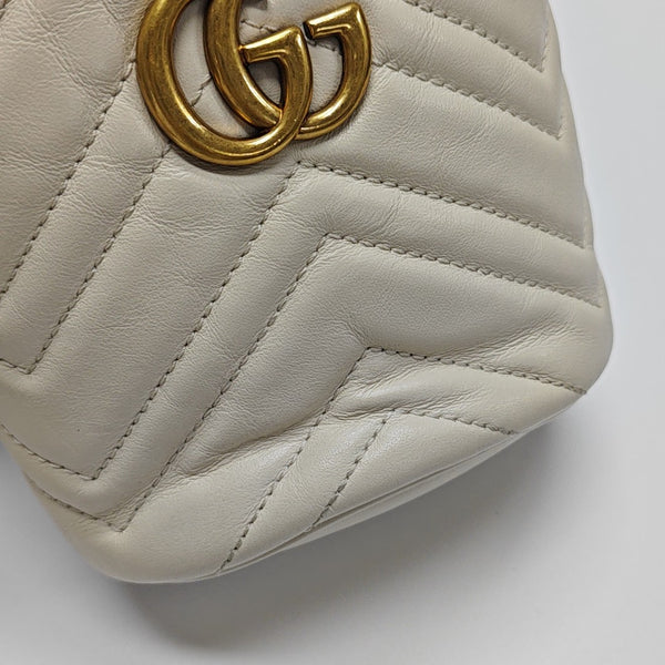 GG Marmont Mini Quilted Calfskin White