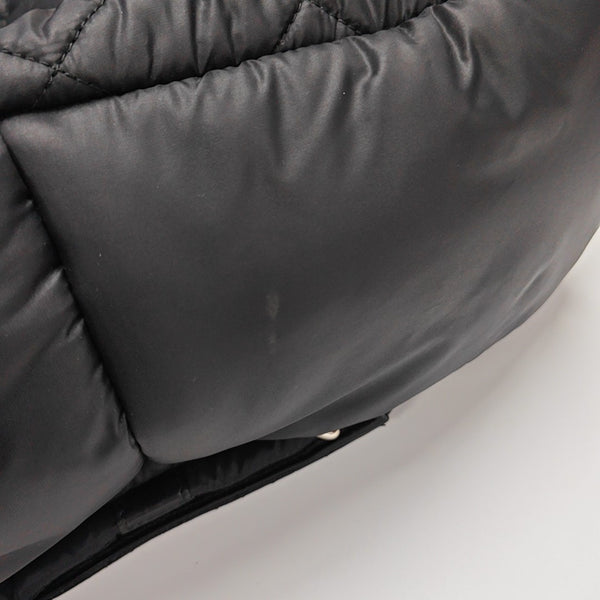 Quilted Fabric Backpack Black