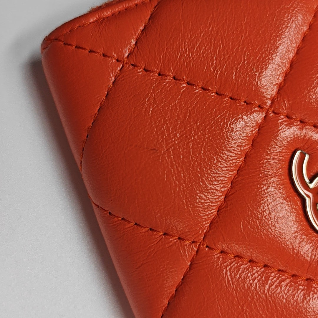 Quilted Lambskin Wallet Orange
