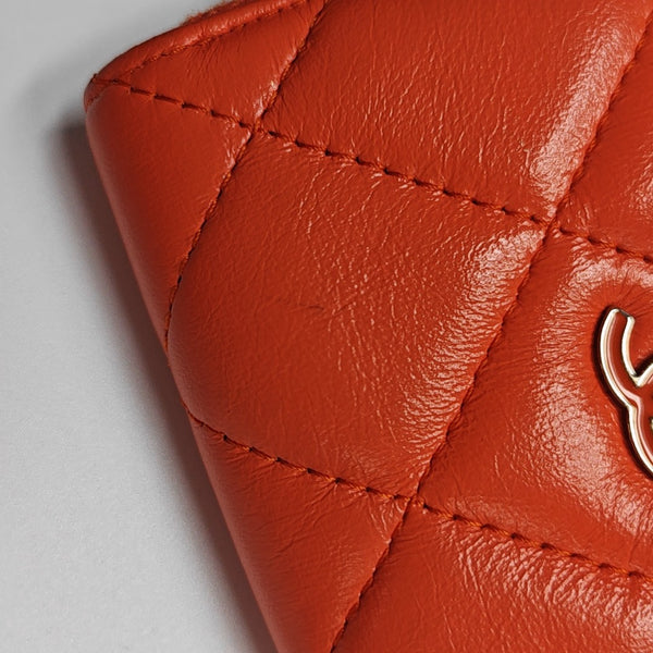 Quilted Lambskin Wallet Orange