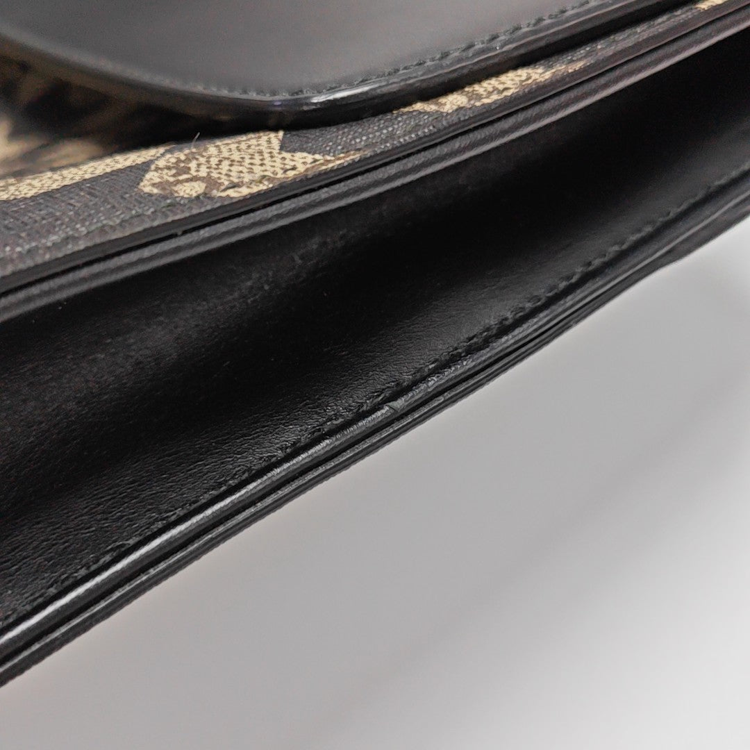 Monogram Coated Canvas Clutch Beige