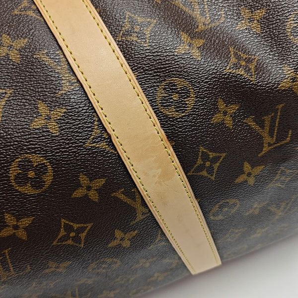 KEEPALL 55 Monogram Coated Canvas Brown