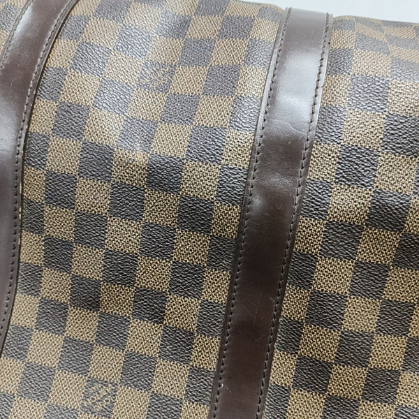 KEEPALL 50 Damier Ebene Coated Canvas Brown