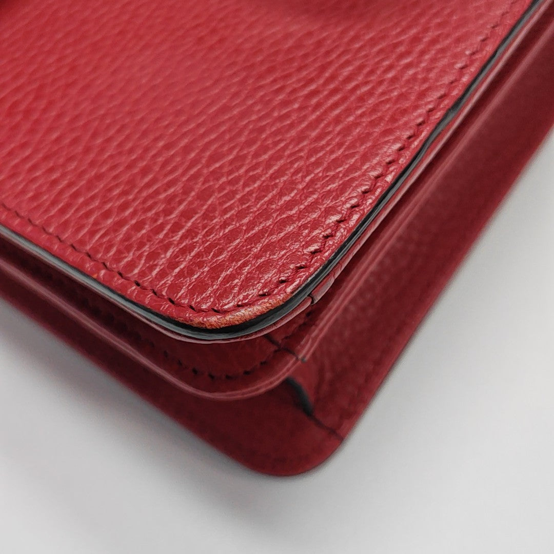 Interlocking G Small Calfskin Red