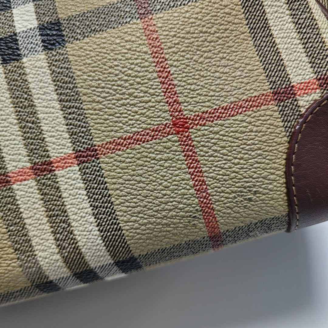 Coated Canvas Top Handle Bag Brown