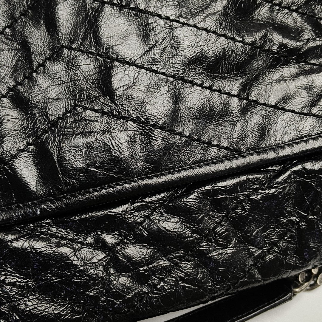 NIKI Medium Chevron Calfskin Black