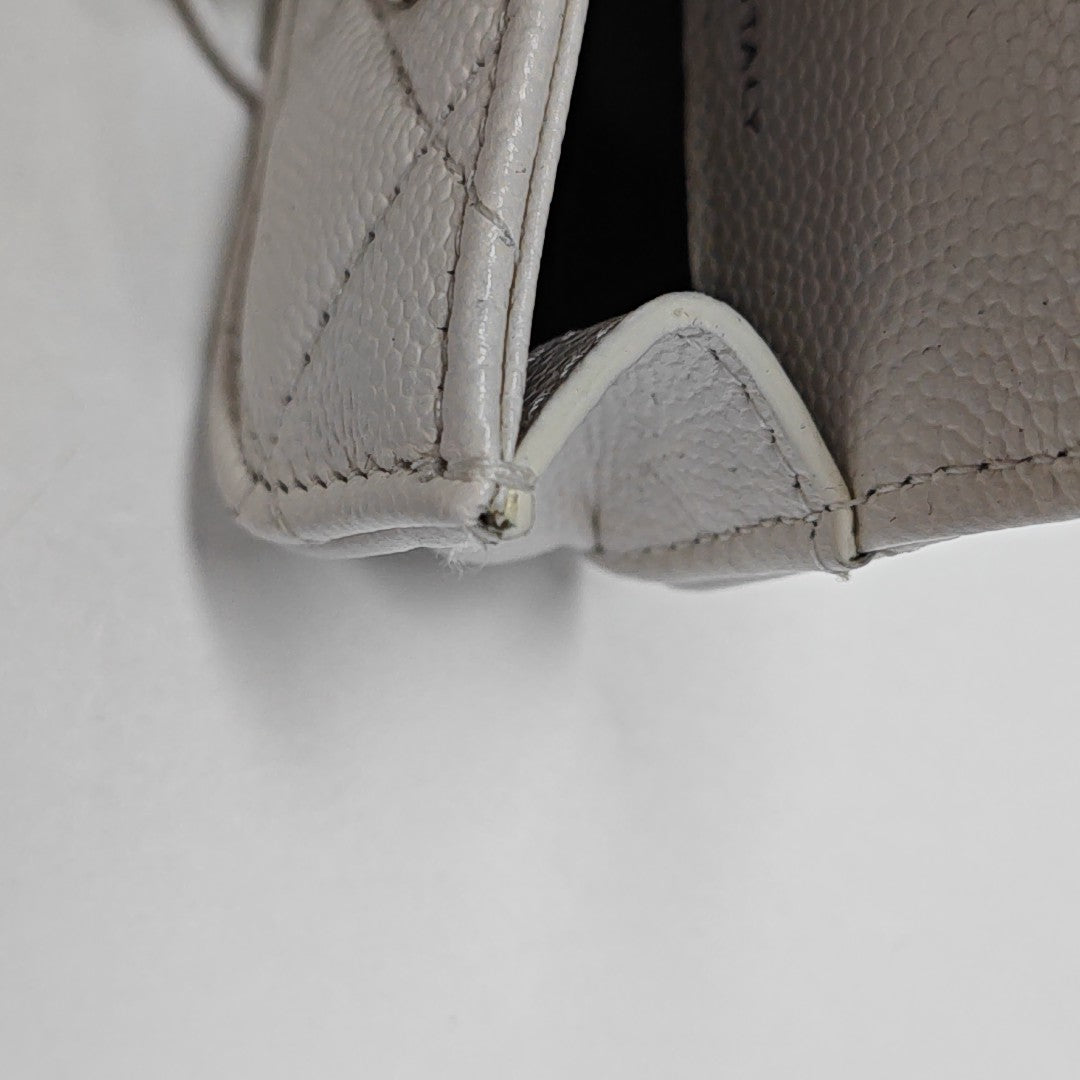 Quilted Grained Calfskin Shoulder Bag White