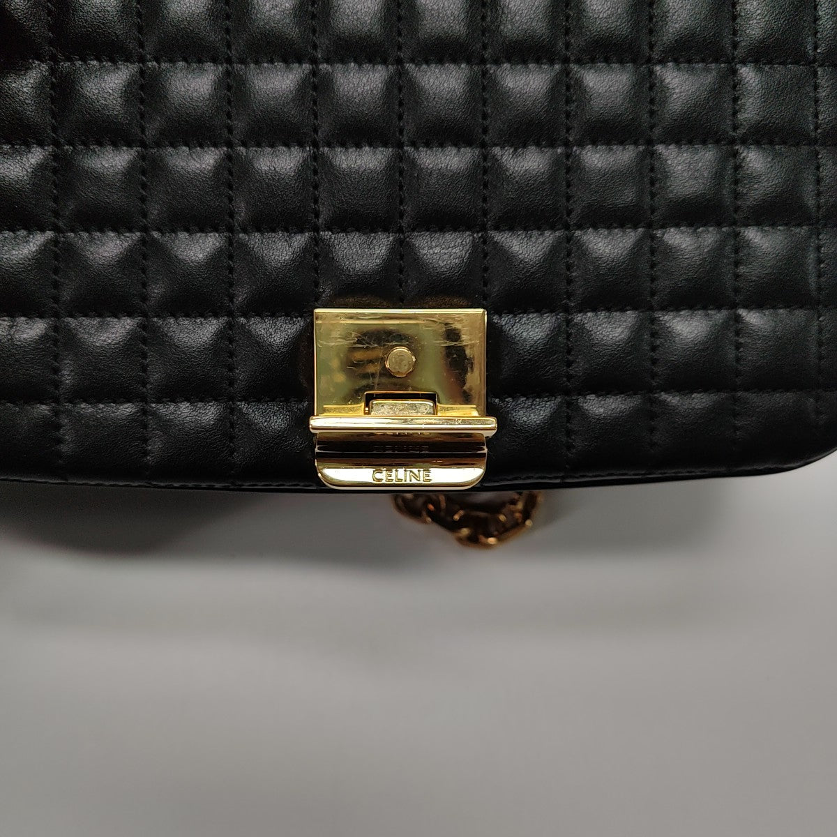 C Small Quilted Calfskin Black