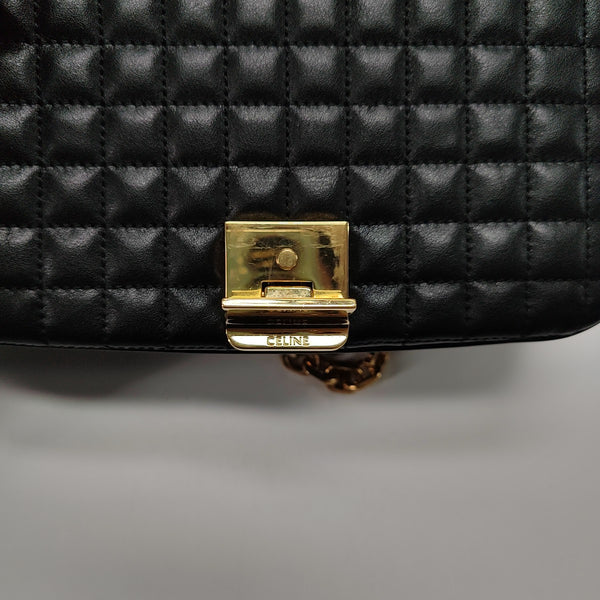 C Small Quilted Calfskin Black