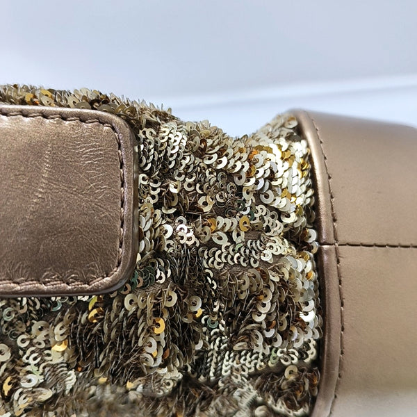 Authenticated pre-owned  GABRIELLE Small Sequins Brown - Shoulder Bag at Looply