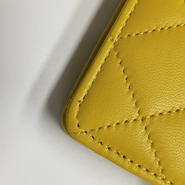Quilted Lambskin Wallet Yellow