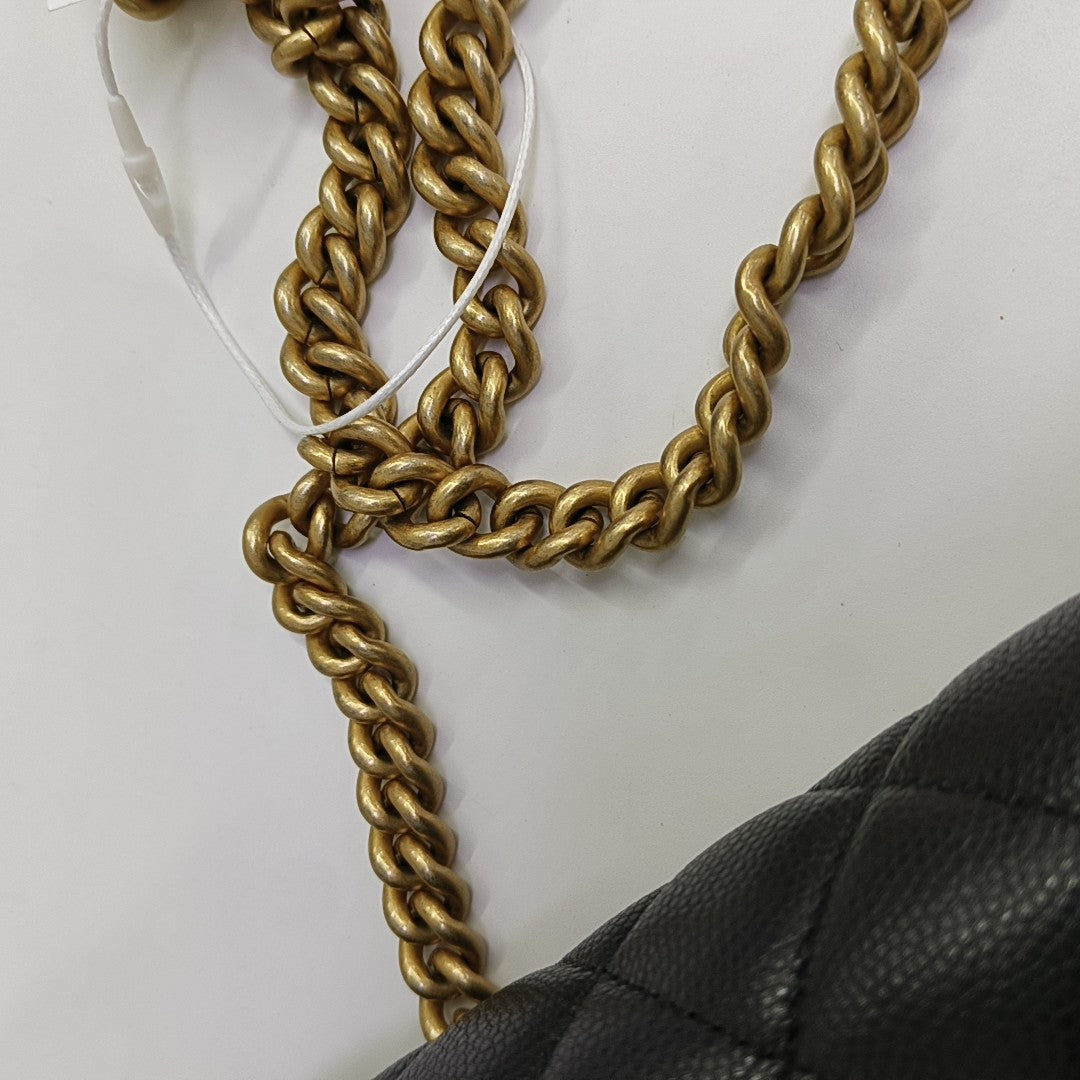 BOY CHANEL Mini Quilted Grained Calfskin Black