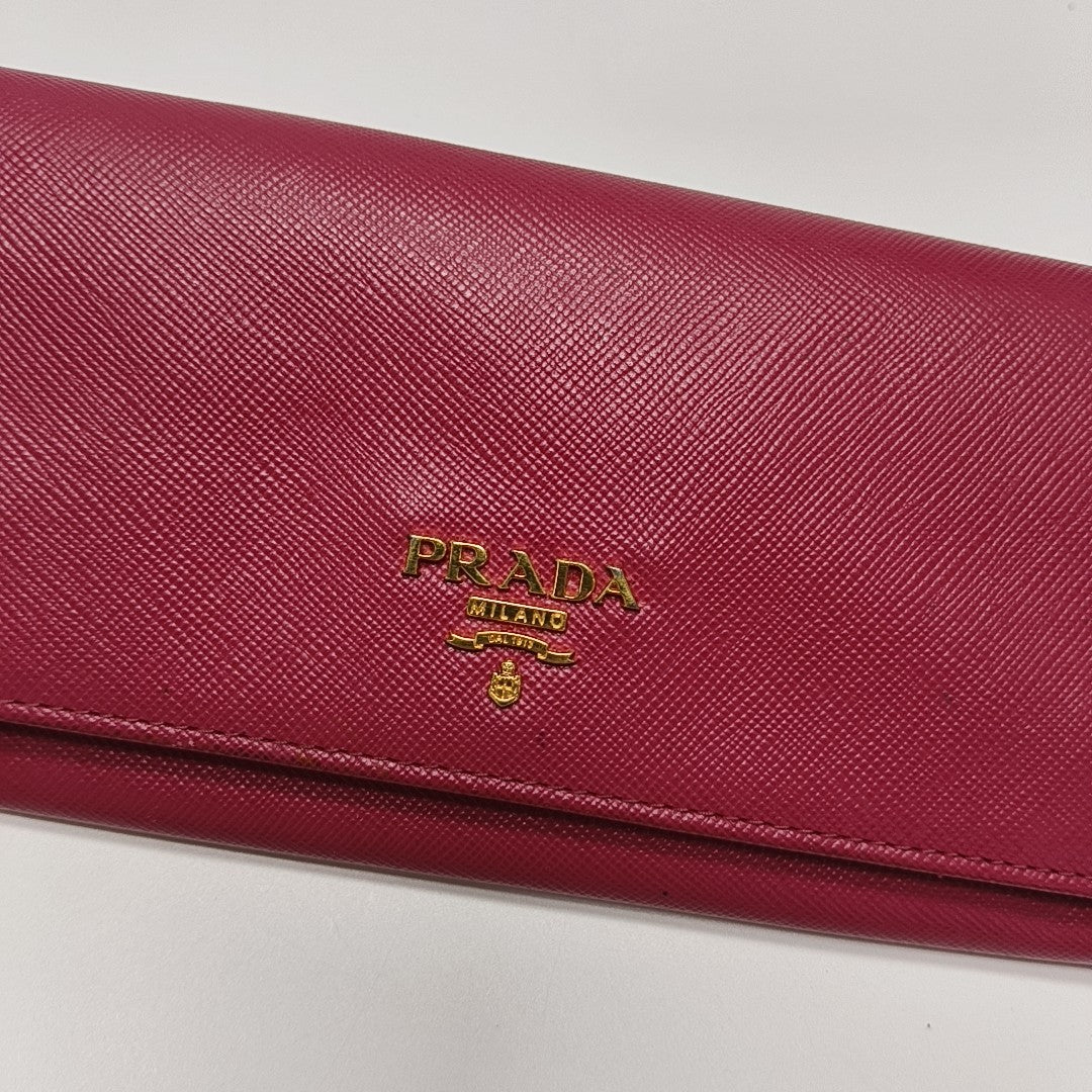 Fold Wallet Saffiano Calfskin Red Wallet