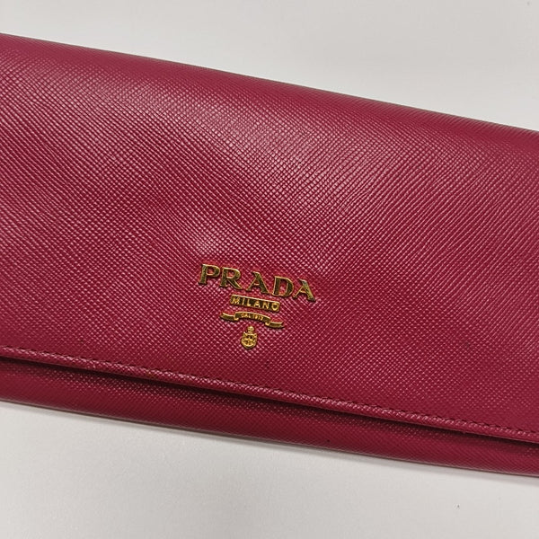 Fold Wallet Saffiano Calfskin Red Wallet