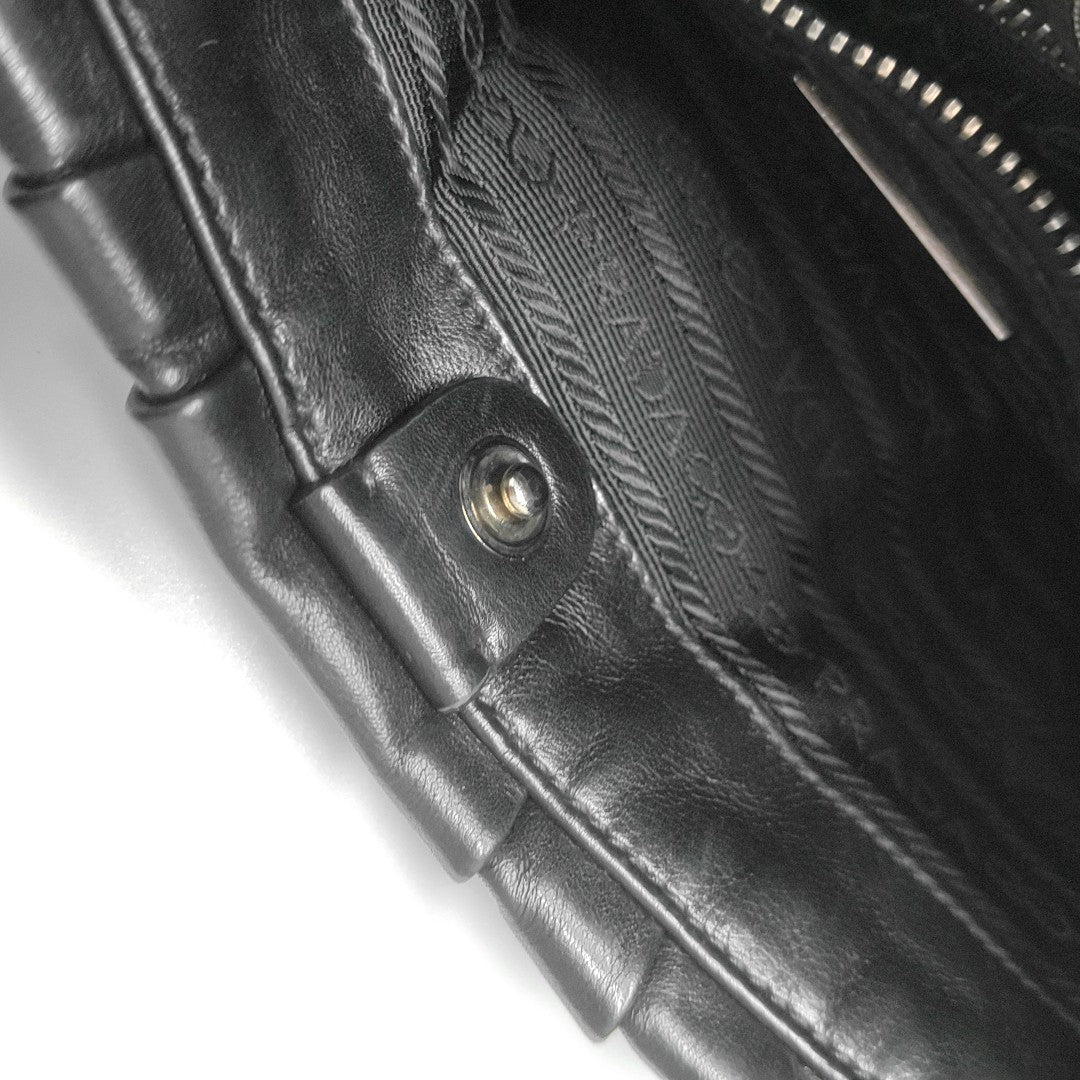 Leather Top Handle Bag Black