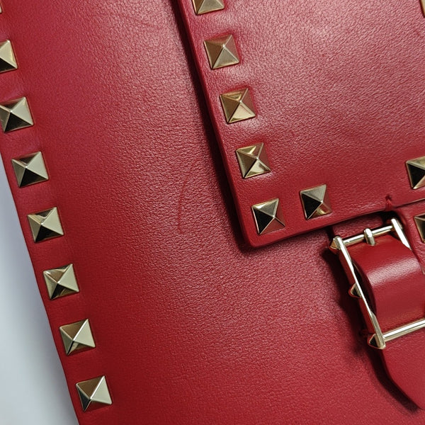 Rockstud Calfskin Red