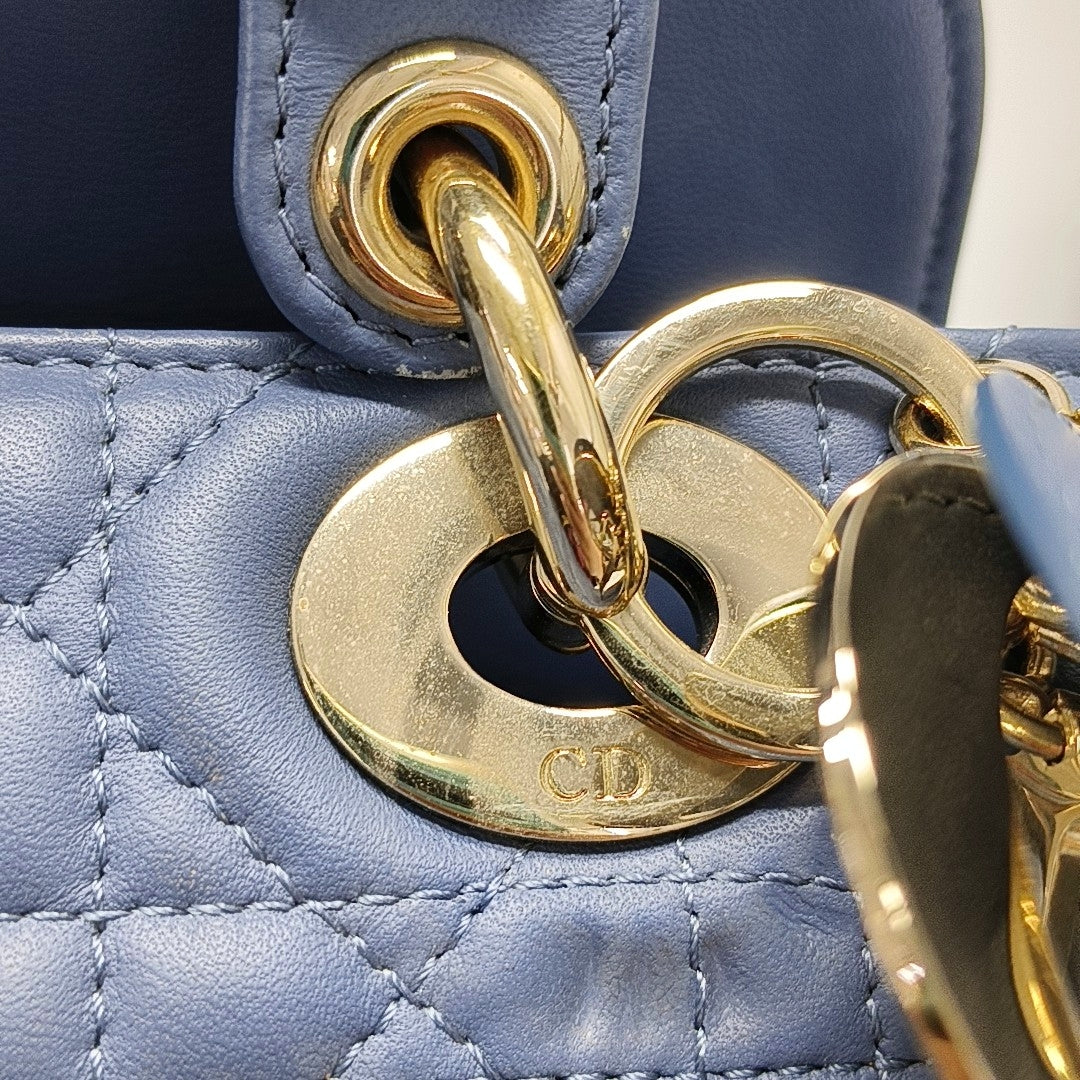 Lady Dior Small Cannage Lambskin Blue