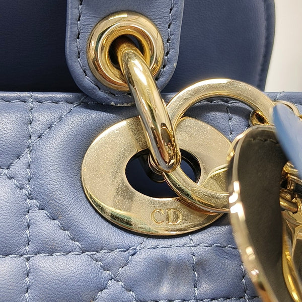 Lady Dior Small Cannage Lambskin Blue