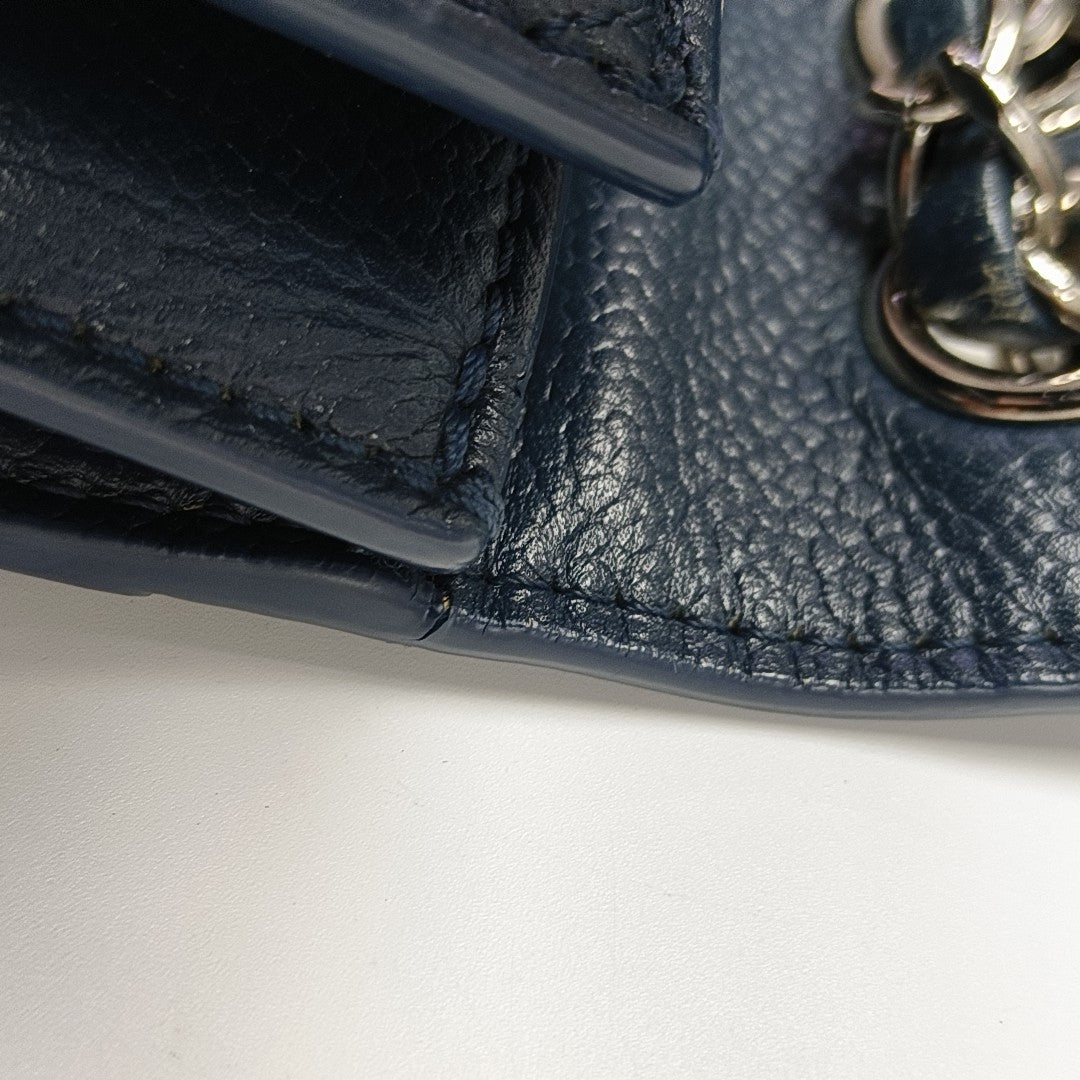 Quilted Grained Calfskin Crossbody Bag Blue