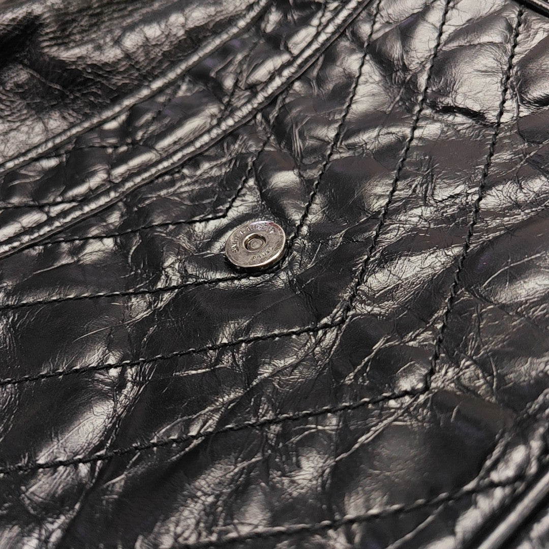 NIKI Large Chevron Calfskin Black