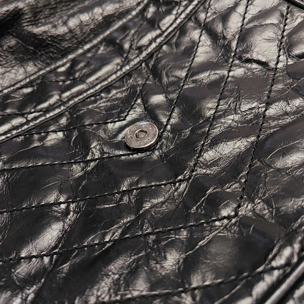 NIKI Large Chevron Calfskin Black