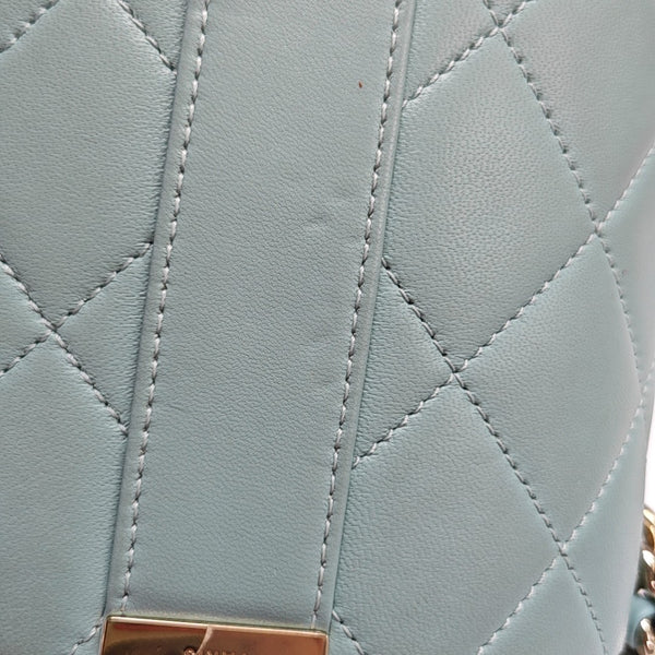 Round Vanity Quilted Lambskin Blue