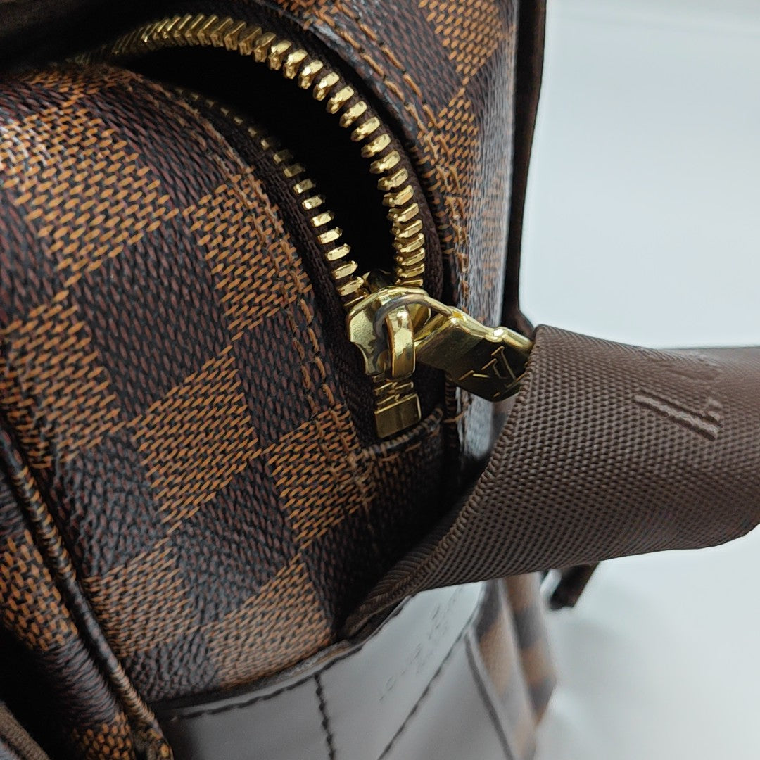 NAVIGLIO Damier Ebene Coated Canvas Brown